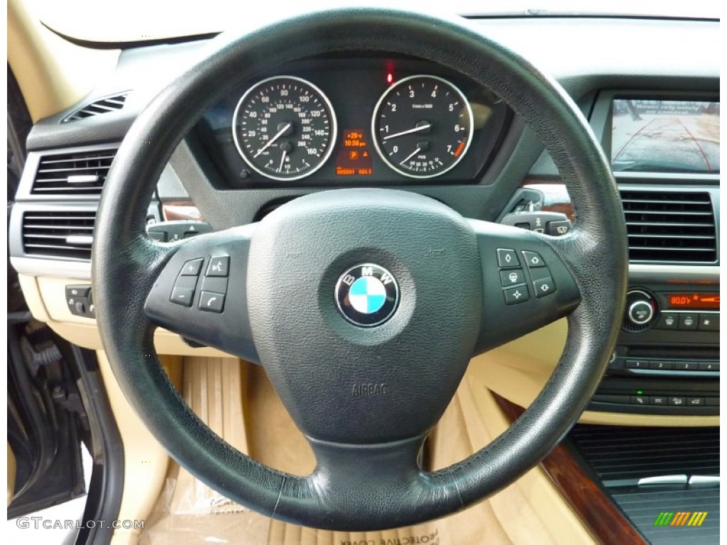 2007 BMW X5 4.8i Sand Beige Steering Wheel Photo #76783091