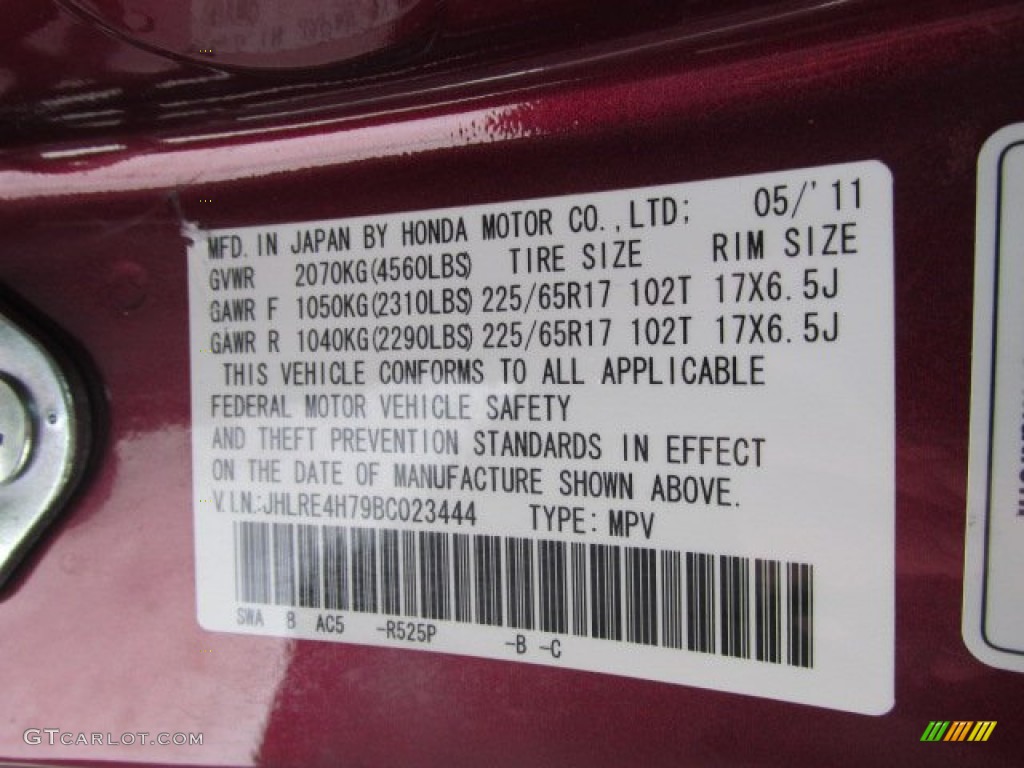 2011 Honda CR-V EX-L 4WD Color Code Photos