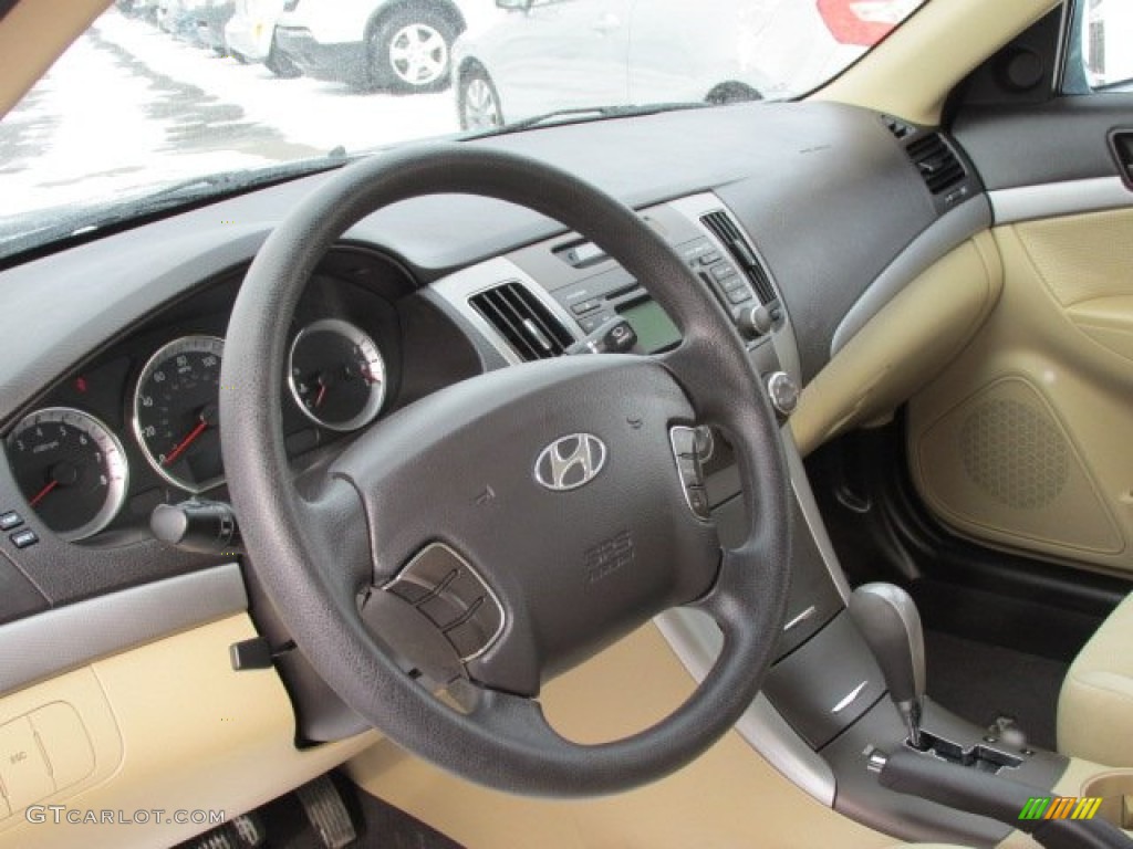2009 Hyundai Sonata GLS Camel Steering Wheel Photo #76787605