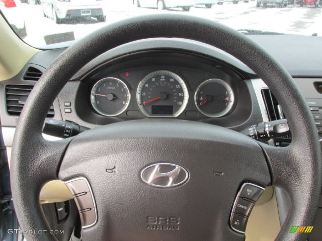 2009 Hyundai Sonata GLS Camel Steering Wheel Photo #76787736
