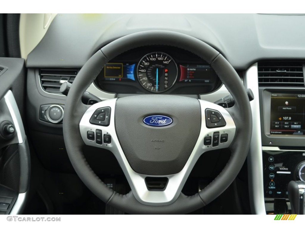 2013 Ford Edge Sport Charcoal Black/Liquid Silver Smoke Metallic Steering Wheel Photo #76790731
