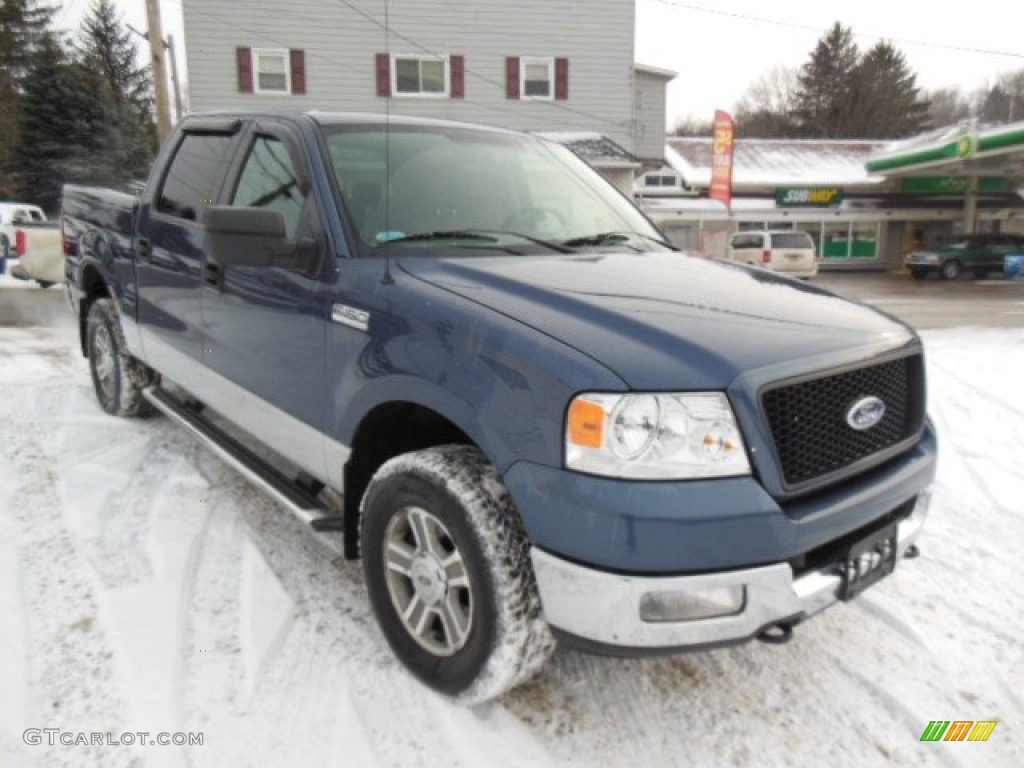 2005 F150 XLT SuperCrew 4x4 - Medium Wedgewood Blue Metallic / Medium Flint/Dark Flint Grey photo #3