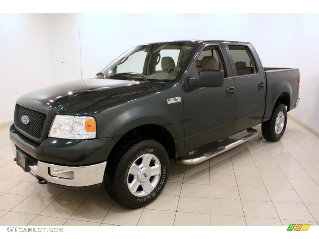 2004 F150 XLT SuperCrew 4x4 - Aspen Green Metallic / Tan photo #3