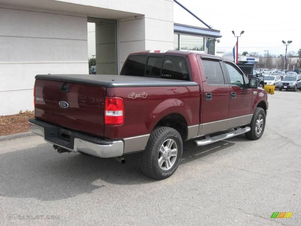 2005 F150 XLT SuperCrew 4x4 - Dark Toreador Red Metallic / Tan photo #2