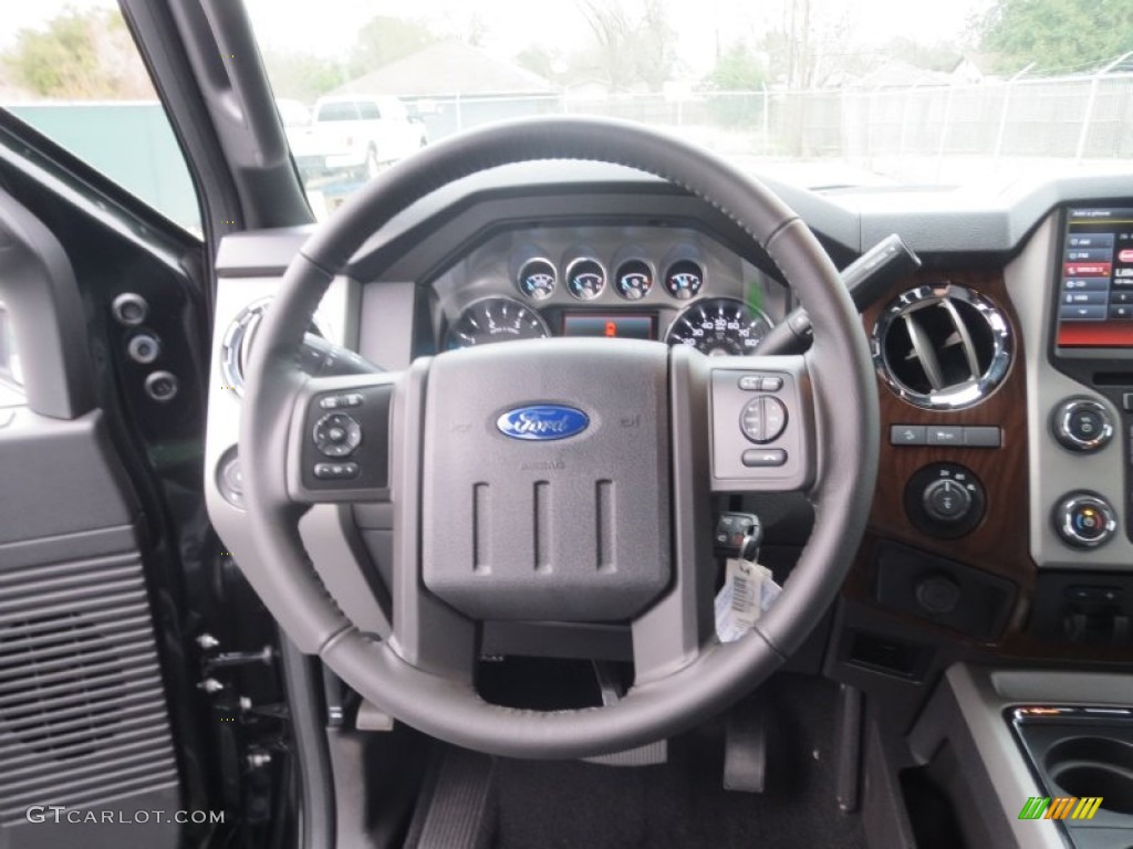 2013 Ford F350 Super Duty Lariat Crew Cab 4x4 Black Steering Wheel Photo #76802264
