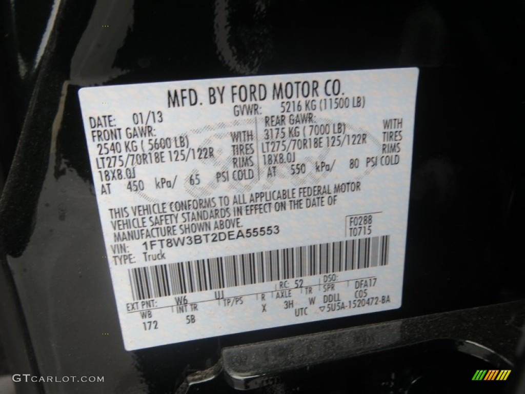 2013 Ford F350 Super Duty Lariat Crew Cab 4x4 Color Code Photos