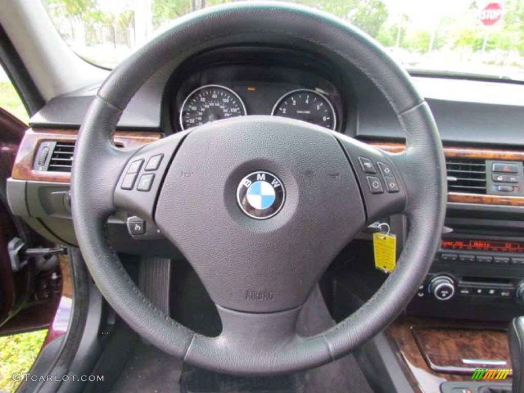 2007 BMW 3 Series 328i Sedan Black Steering Wheel Photo #76805370