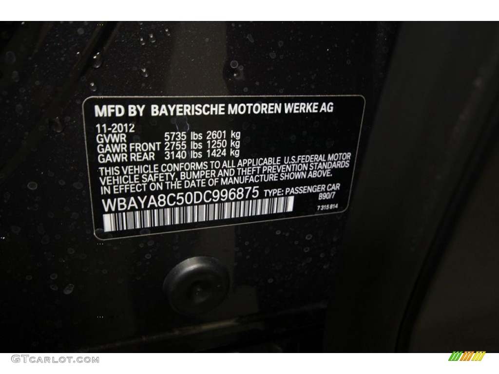 2013 7 Series Color Code B90 for Dark Graphite Metallic II Photo #76805371