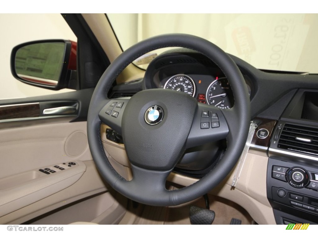 2013 BMW X5 xDrive 35i Premium Sand Beige Steering Wheel Photo #76807218