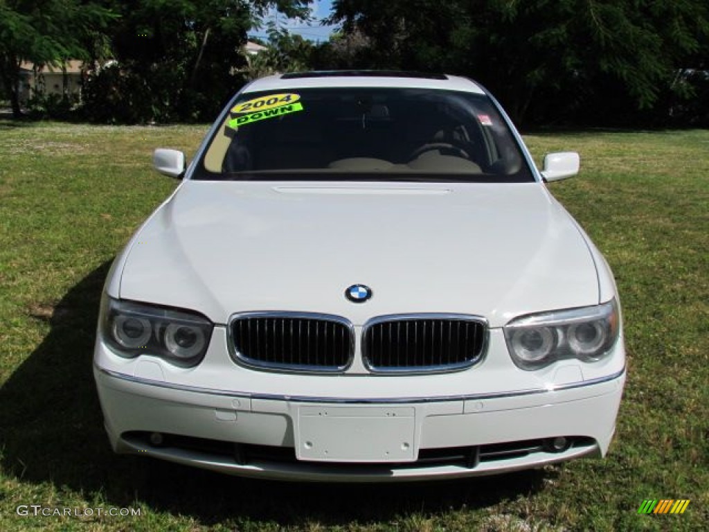 2004 7 Series 745Li Sedan - Alpine White / Dark Beige/Beige III photo #53