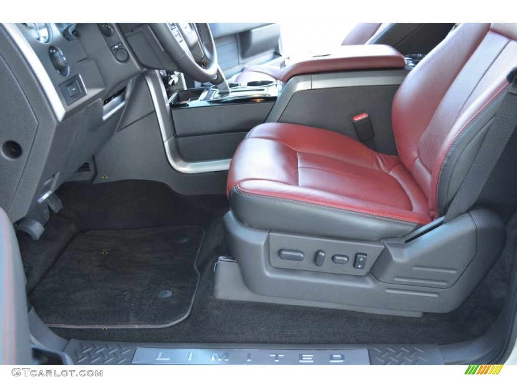 Limited Unique Red Leather Interior 2013 Ford F150 Limited SuperCrew 4x4 Photo #76809117