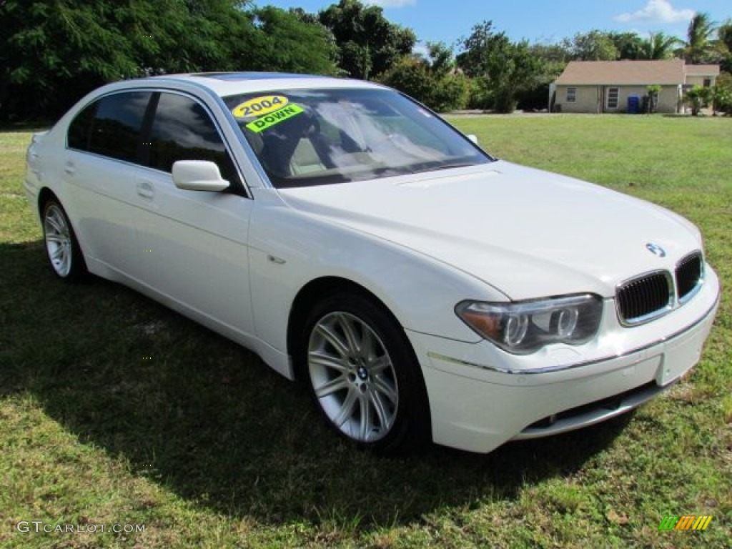 2004 7 Series 745Li Sedan - Alpine White / Dark Beige/Beige III photo #56
