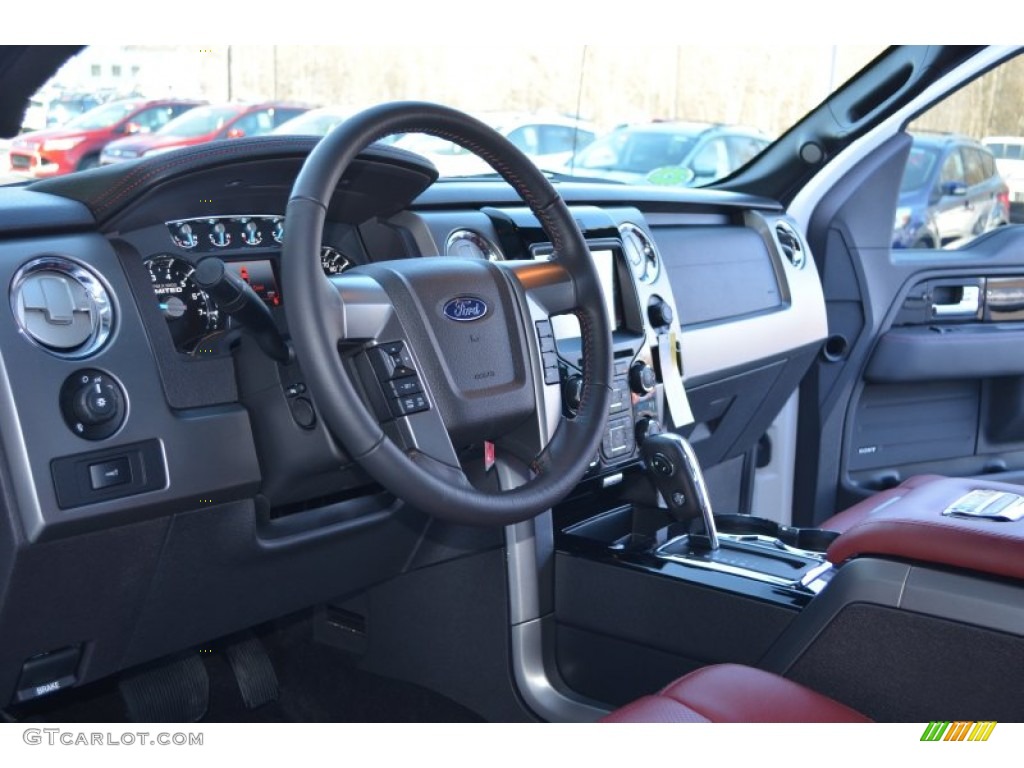 2013 Ford F150 Limited SuperCrew 4x4 Limited Unique Red Leather Dashboard Photo #76809131