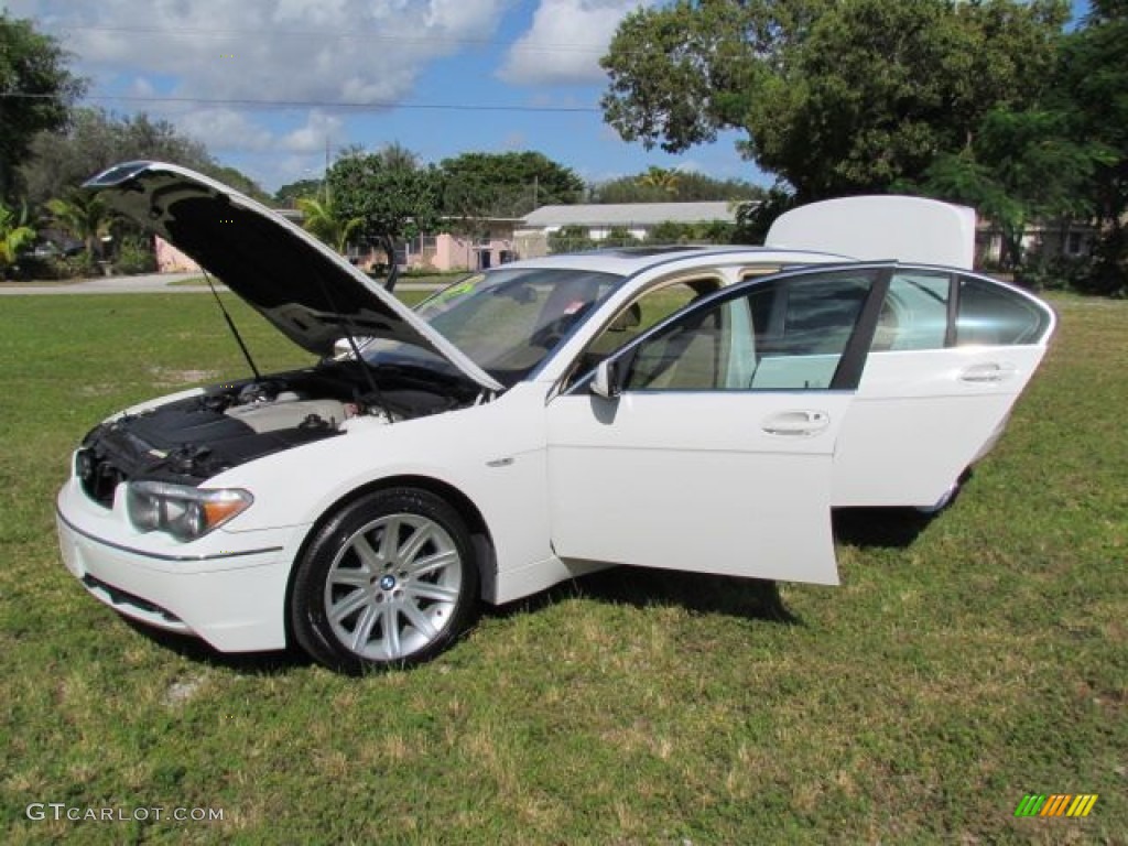 2004 7 Series 745Li Sedan - Alpine White / Dark Beige/Beige III photo #100