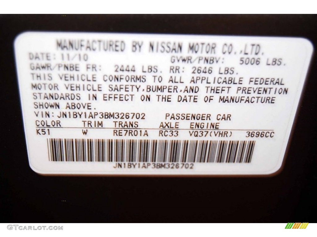 2011 M Color Code K51 for Platinum Graphite Photo #76811319