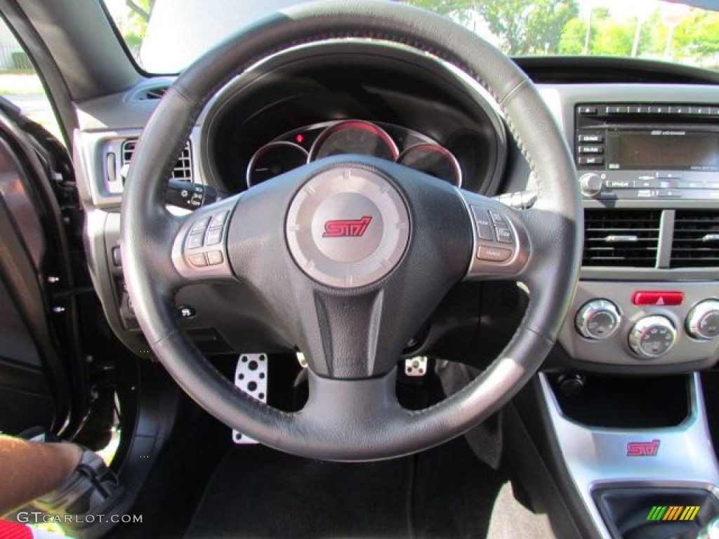 2009 Subaru Impreza WRX STi Graphite Gray Alcantara/Carbon Black Leather Steering Wheel Photo #76812255