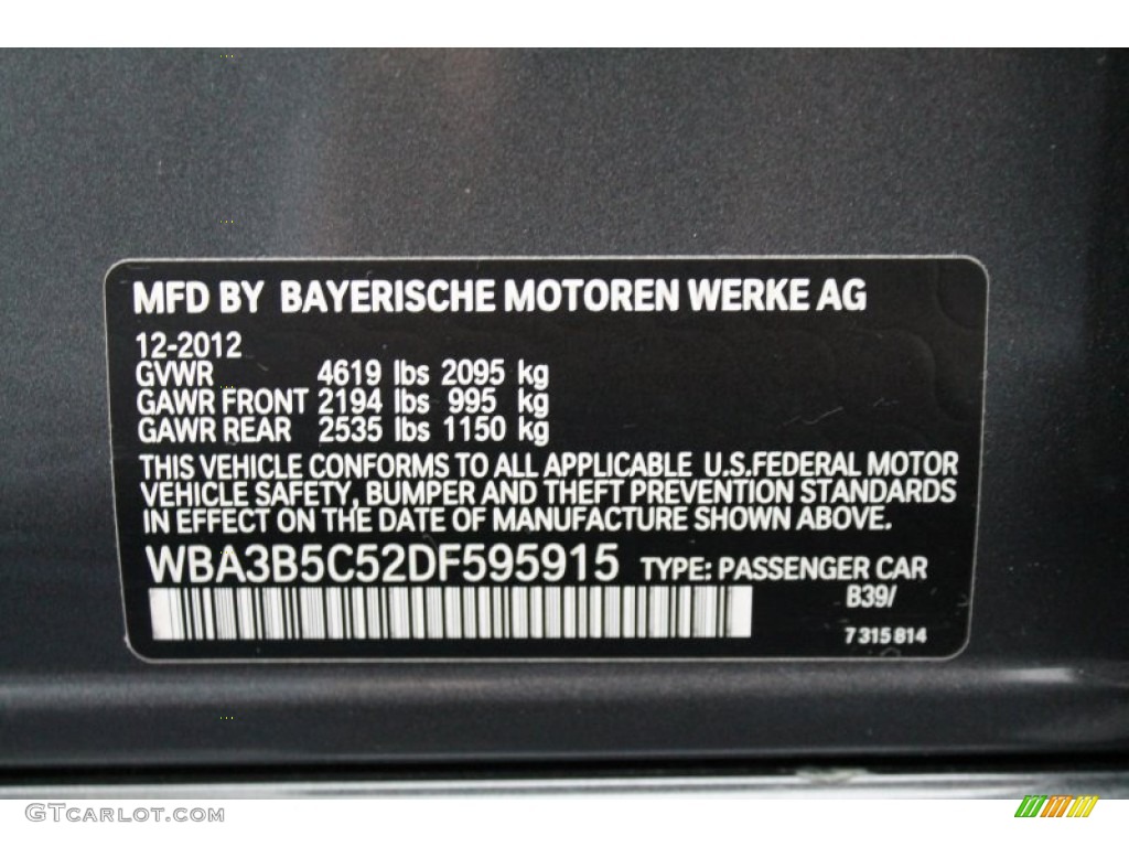 2013 3 Series Color Code B39 for Mineral Grey Metallic Photo #76812633