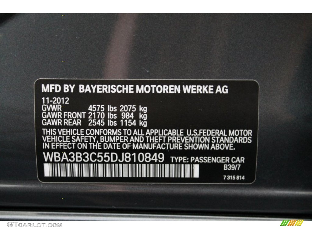 2013 3 Series Color Code B39 for Mineral Grey Metallic Photo #76814130