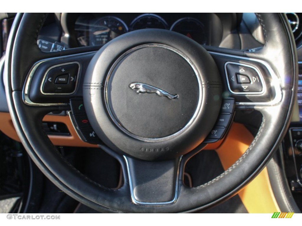 2011 Jaguar XJ XJL London Tan/Navy Blue Steering Wheel Photo #76819833