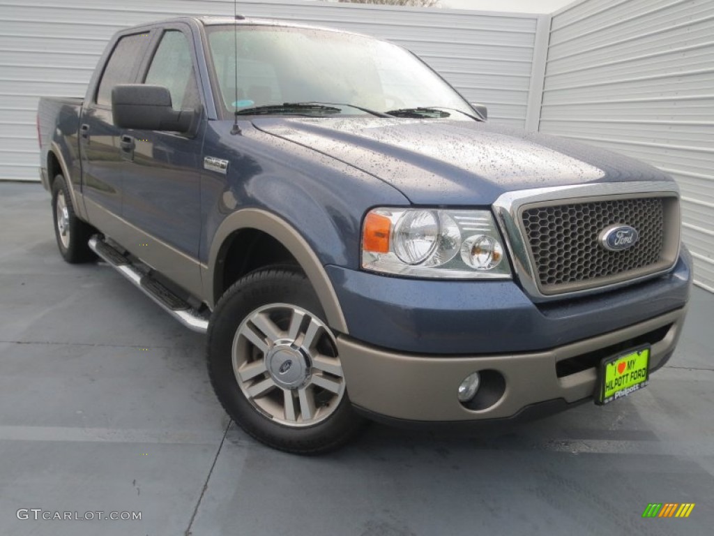 2006 F150 Lariat SuperCrew - Medium Wedgewood Blue Metallic / Tan photo #1