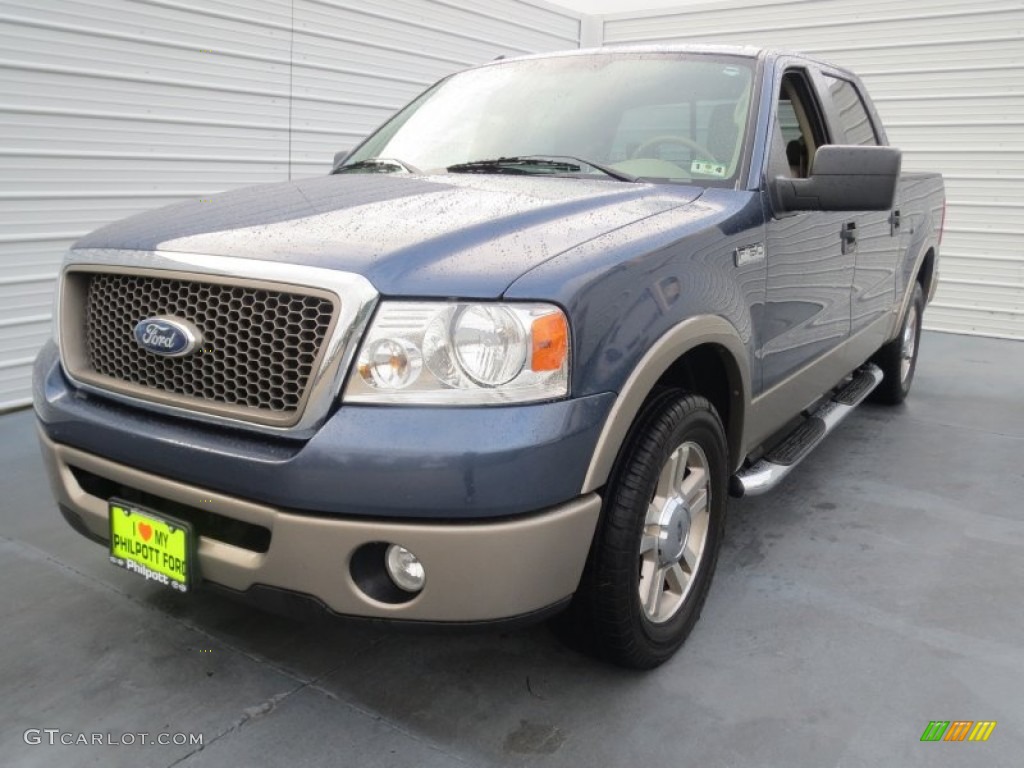2006 F150 Lariat SuperCrew - Medium Wedgewood Blue Metallic / Tan photo #6