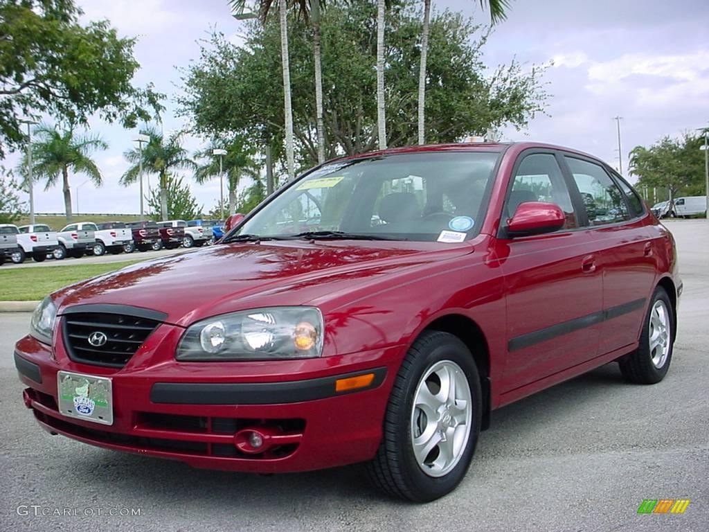 2005 Elantra GT Hatchback - Electric Red Metallic / Gray photo #8