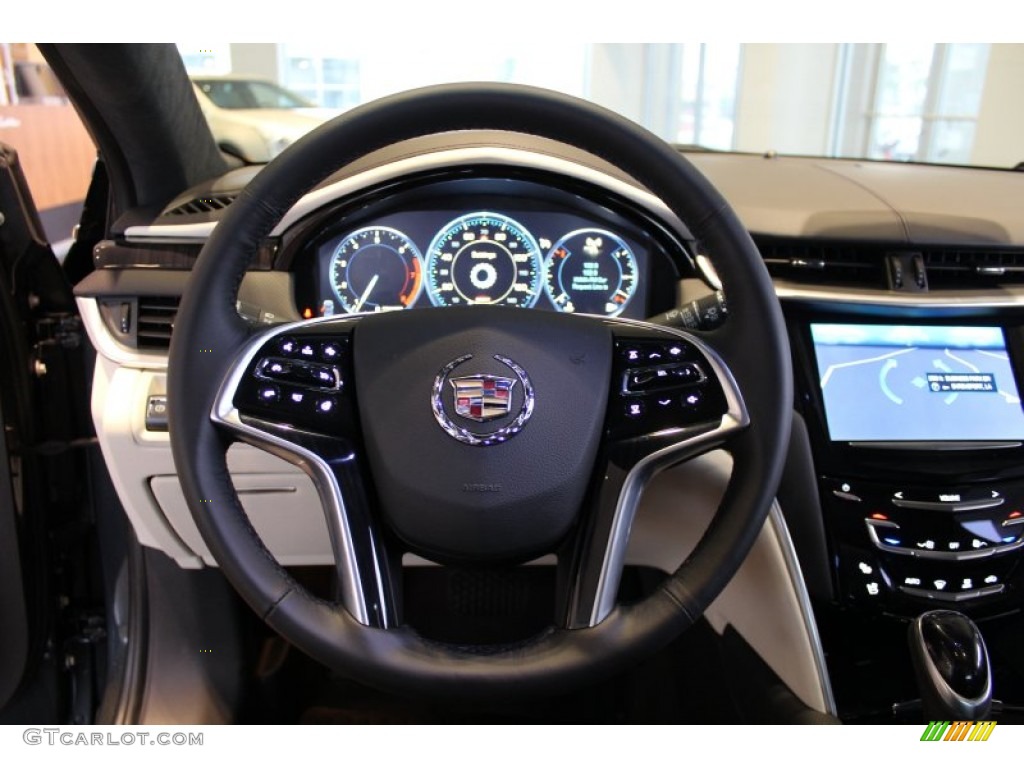 2013 Cadillac XTS Platinum FWD Jet Black/Light Wheat Opus Full Leather Steering Wheel Photo #76823628