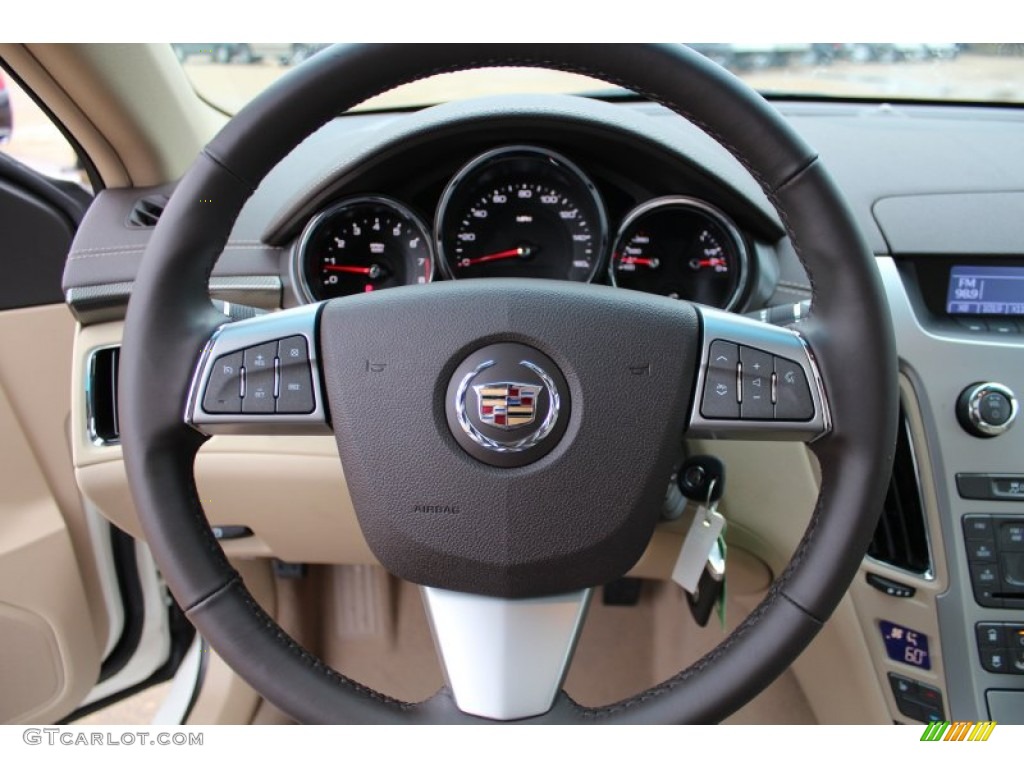 2013 Cadillac CTS 3.0 Sedan Cashmere/Cocoa Steering Wheel Photo #76825527