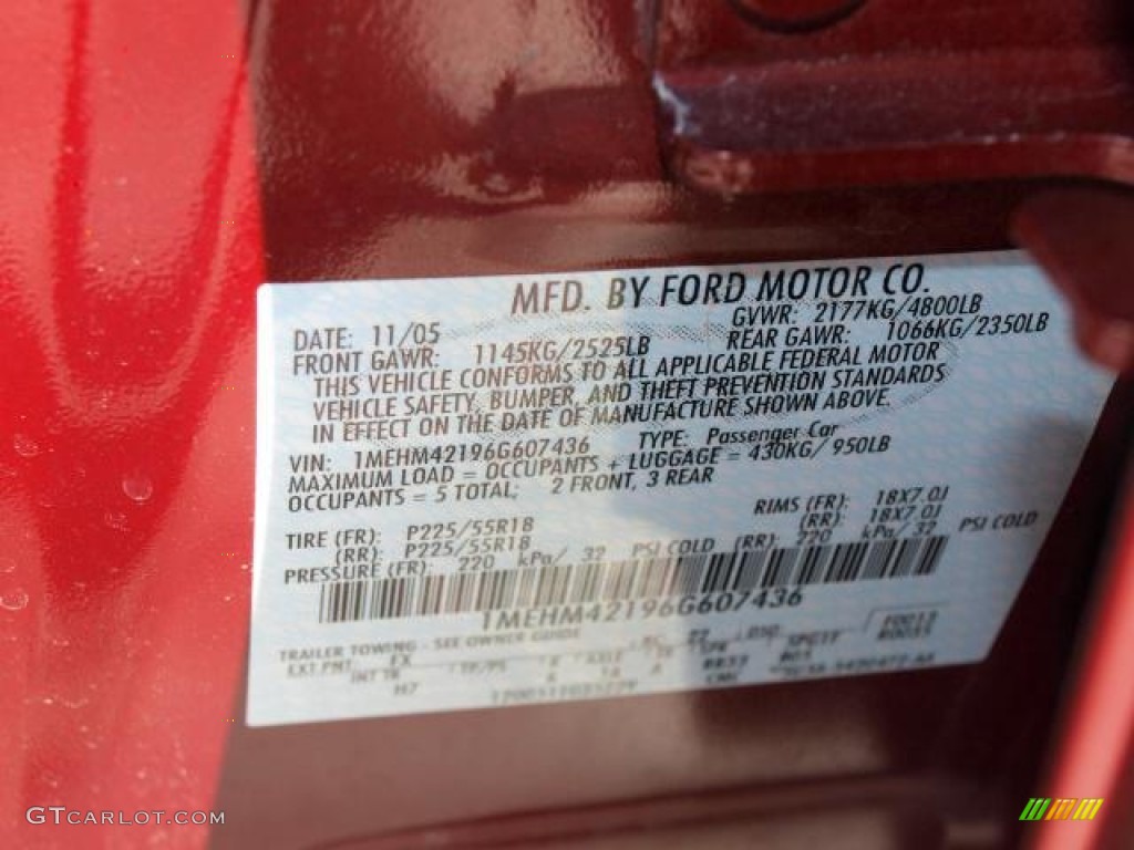 2006 Mercury Montego Premier Color Code Photos