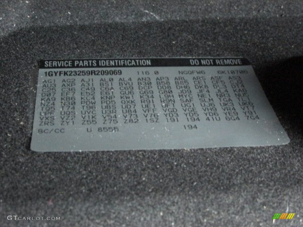 2009 Cadillac Escalade AWD Color Code Photos