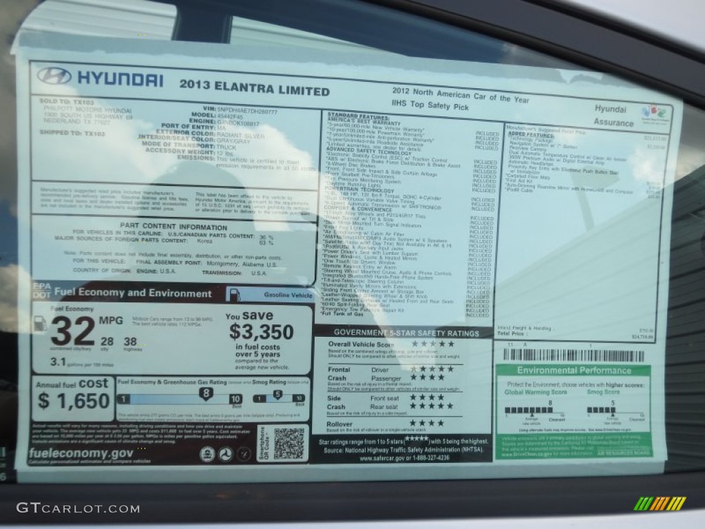 2013 Elantra Limited - Silver / Gray photo #37