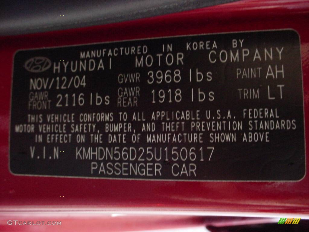 2005 Elantra GT Hatchback - Electric Red Metallic / Gray photo #21