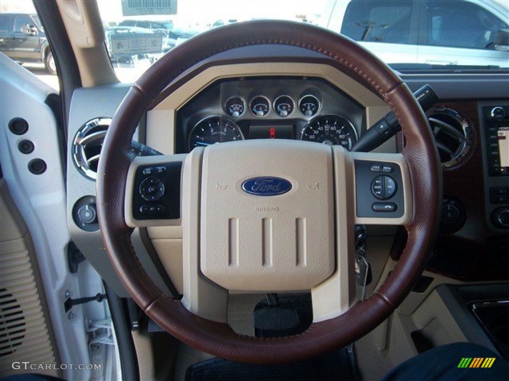 2011 Ford F350 Super Duty King Ranch Crew Cab 4x4 Chaparral Leather Steering Wheel Photo #76830401