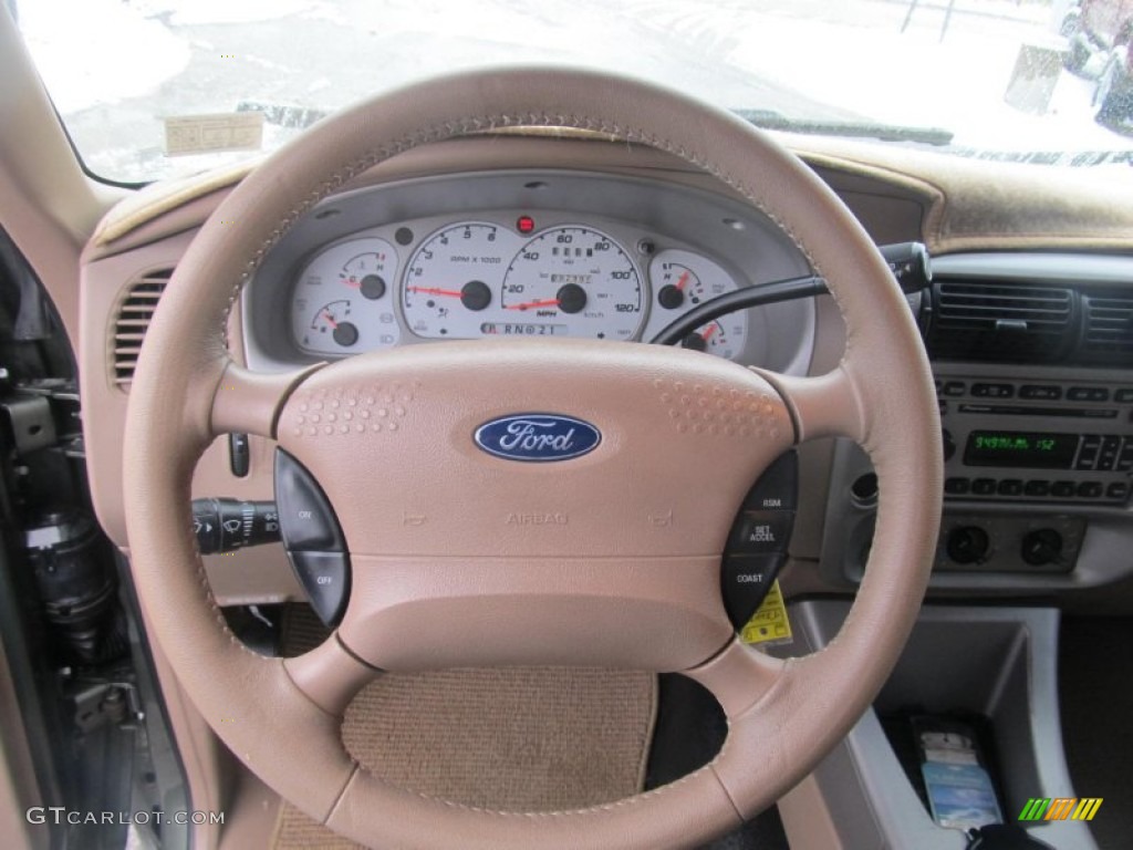 2002 Ford Explorer Sport Trac 4x4 Medium Prairie Tan Steering Wheel Photo #76834680