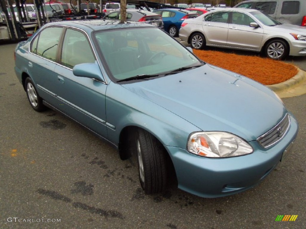 2000 Civic EX Sedan - Iced Teal Pearl / Gray photo #2