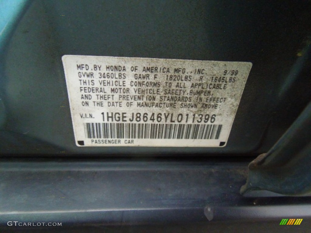 2000 Civic EX Sedan - Iced Teal Pearl / Gray photo #7