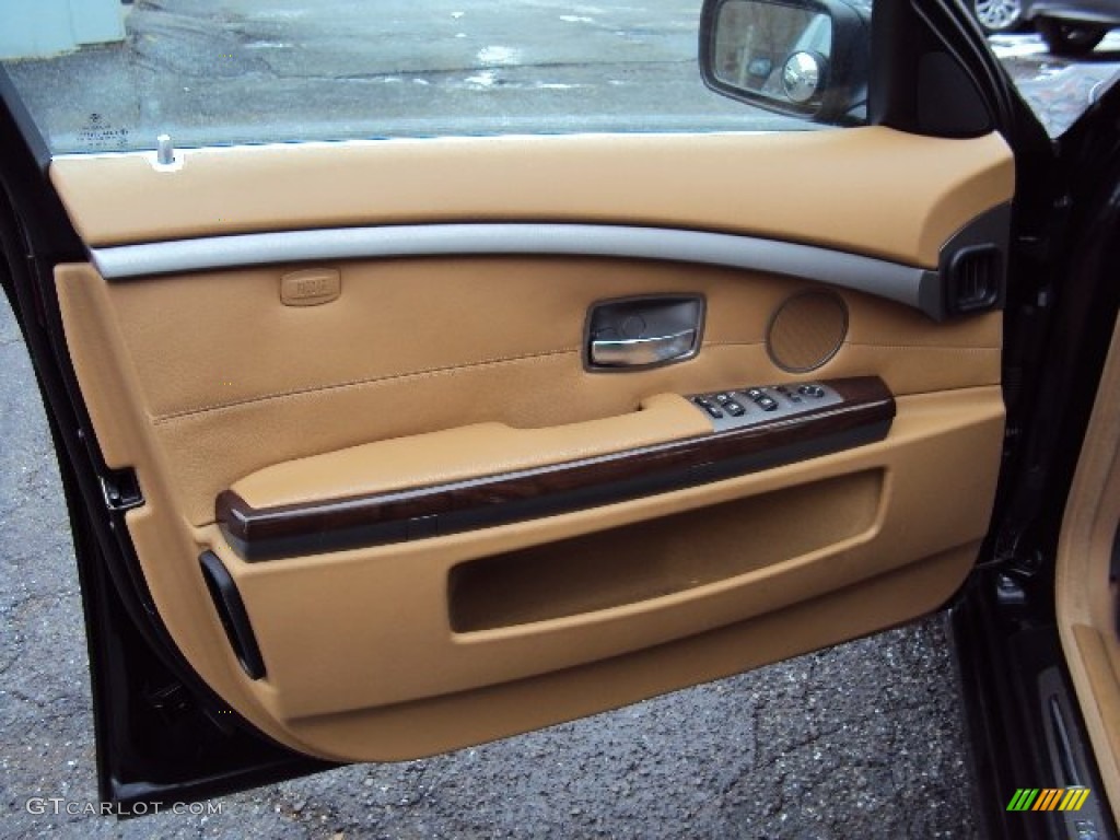 2008 BMW 7 Series 750Li Sedan Natural Brown Door Panel Photo #76836143