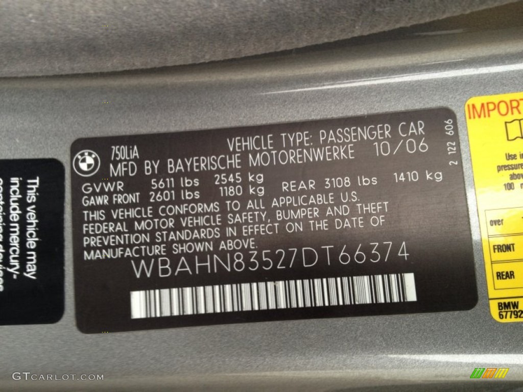 2007 7 Series 750Li Sedan - Titanium Grey Metallic / Flannel Grey photo #18