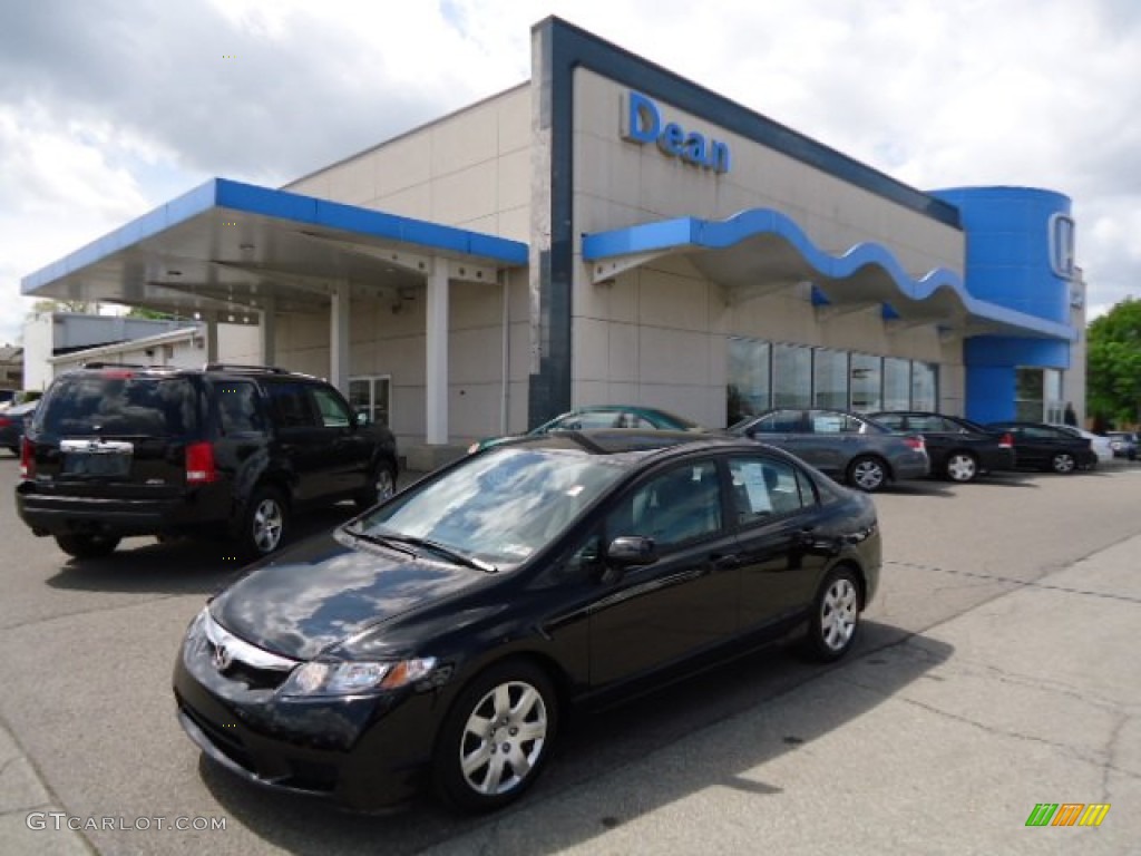 2010 Civic LX Sedan - Crystal Black Pearl / Gray photo #1