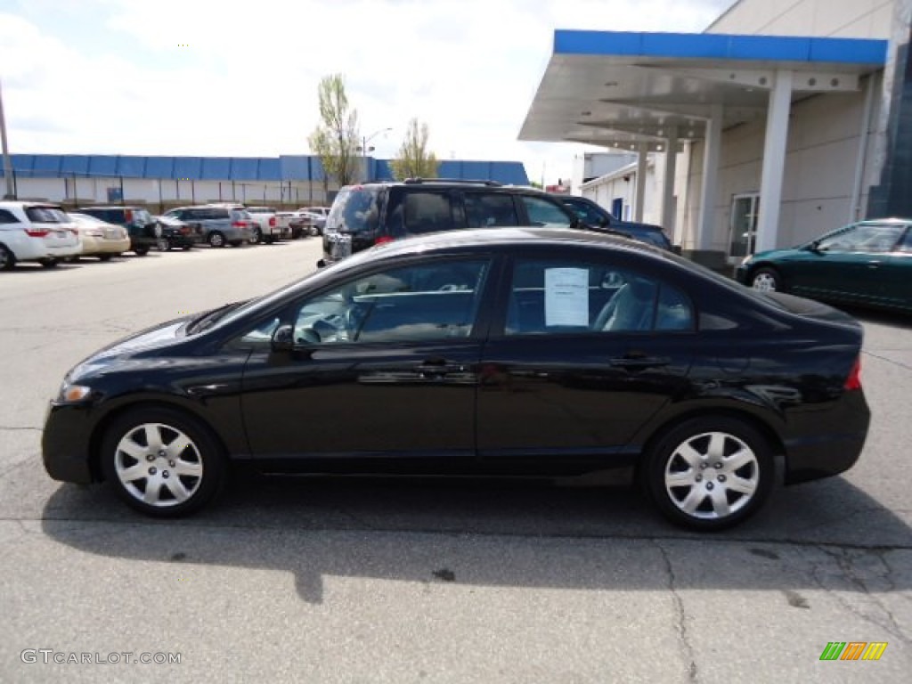 2010 Civic LX Sedan - Crystal Black Pearl / Gray photo #2
