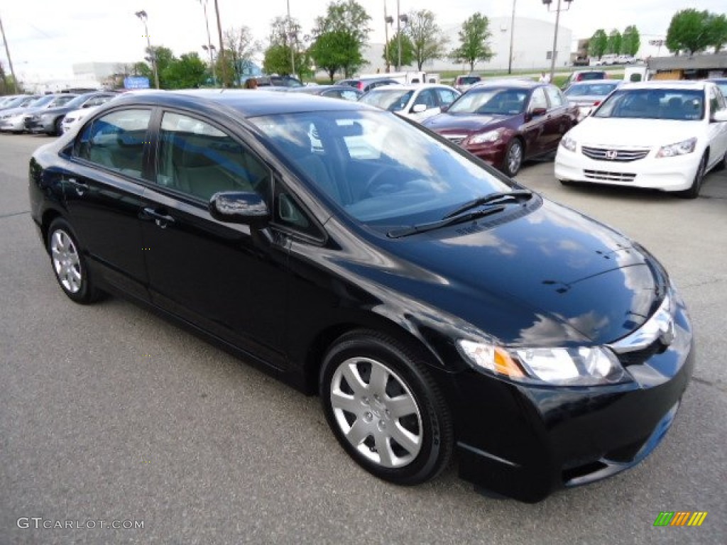 2010 Civic LX Sedan - Crystal Black Pearl / Gray photo #9