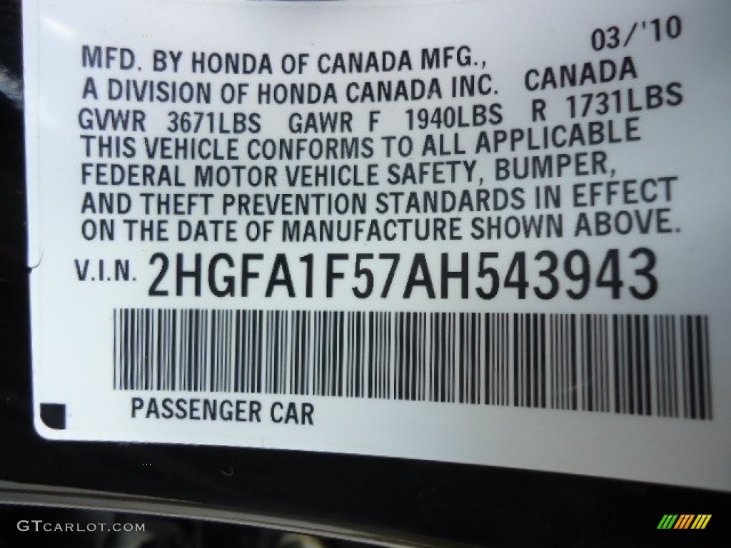 2010 Civic LX Sedan - Crystal Black Pearl / Gray photo #17