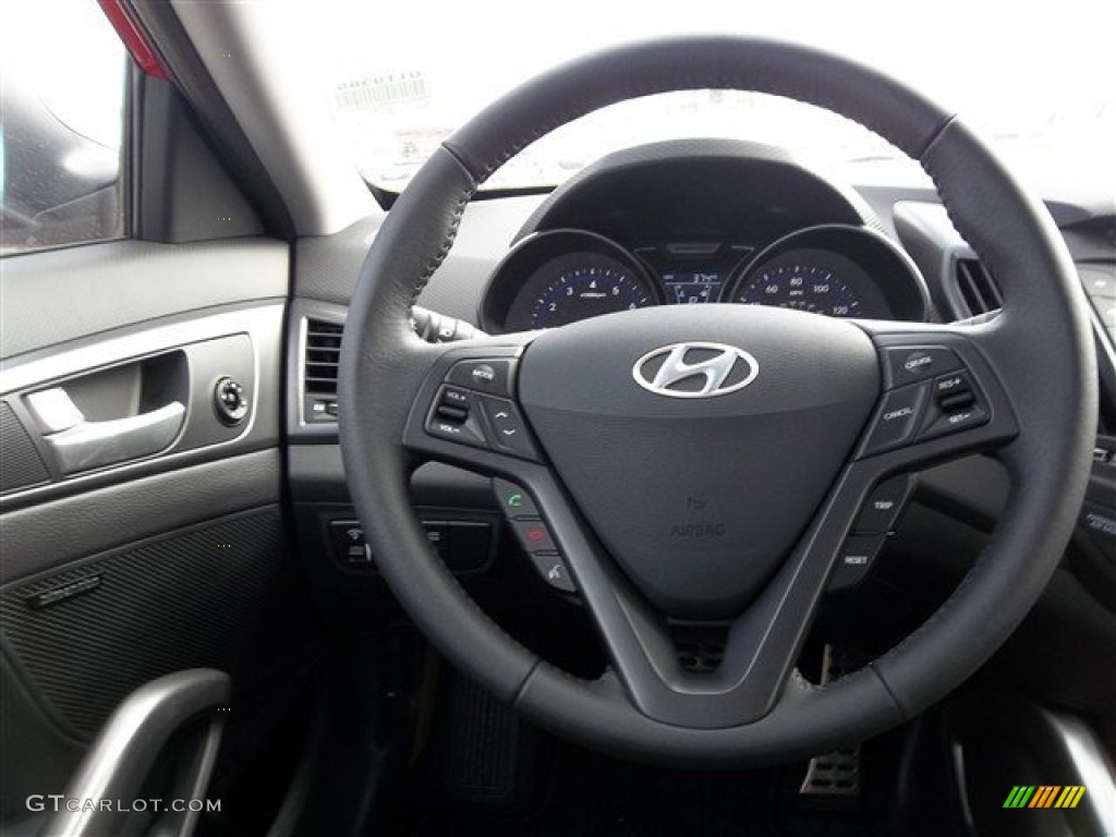 2013 Hyundai Veloster Turbo Black Steering Wheel Photo #76843118