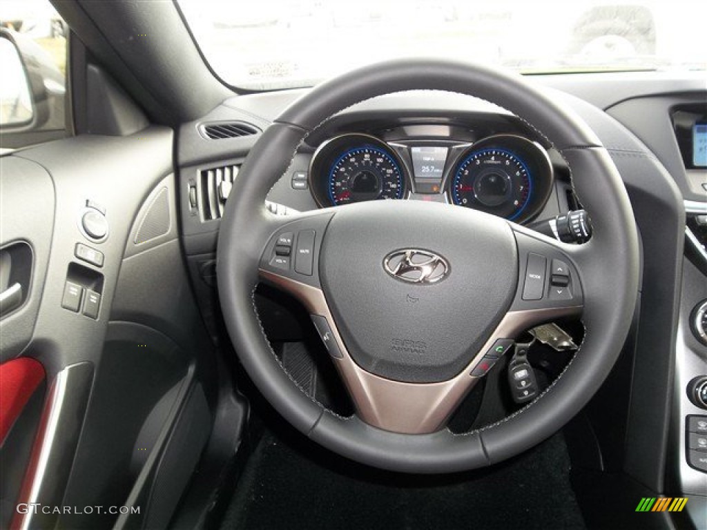 2013 Hyundai Genesis Coupe 2.0T R-Spec Red Leather/Red Cloth Steering Wheel Photo #76843860