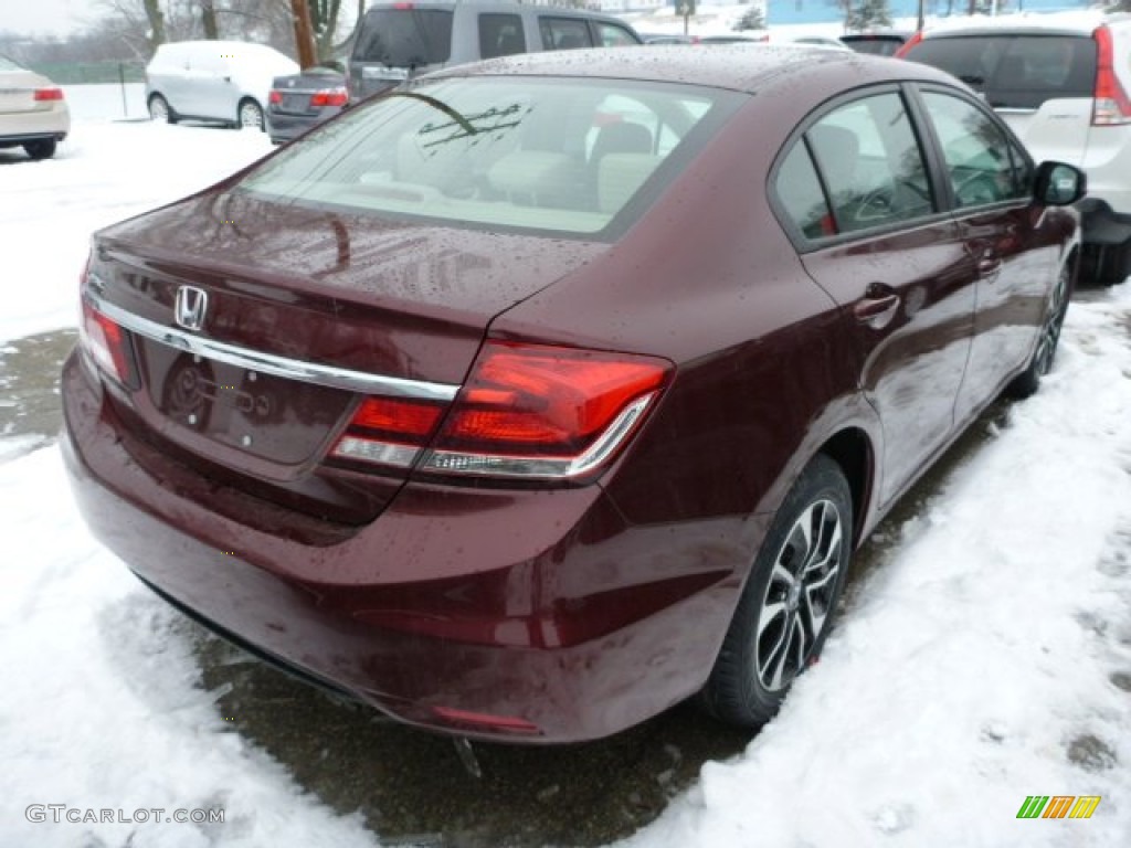 2013 Civic EX Sedan - Crimson Red Pearl / Beige photo #3