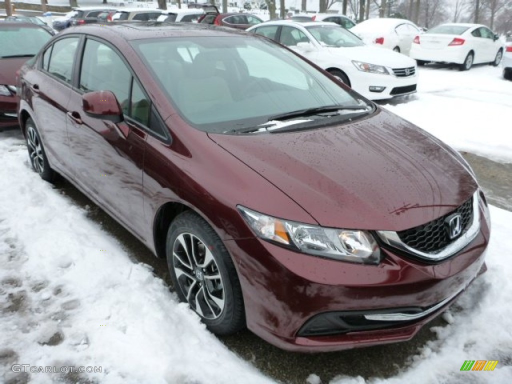 2013 Civic EX Sedan - Crimson Red Pearl / Beige photo #4