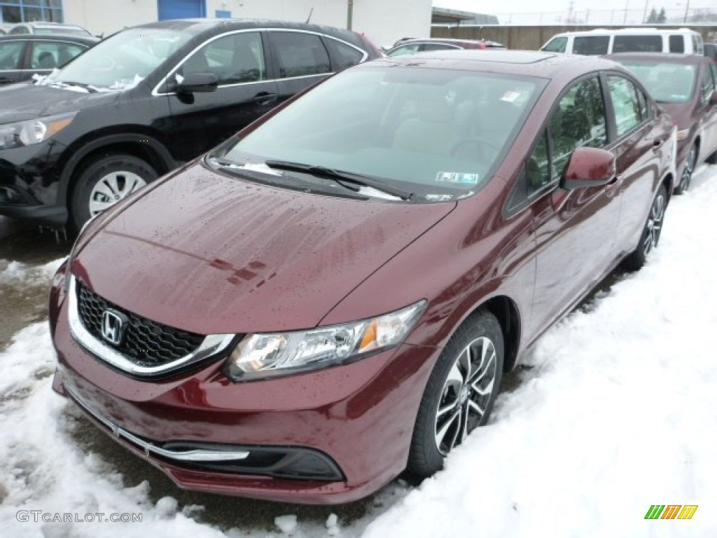 2013 Civic EX Sedan - Crimson Red Pearl / Beige photo #5