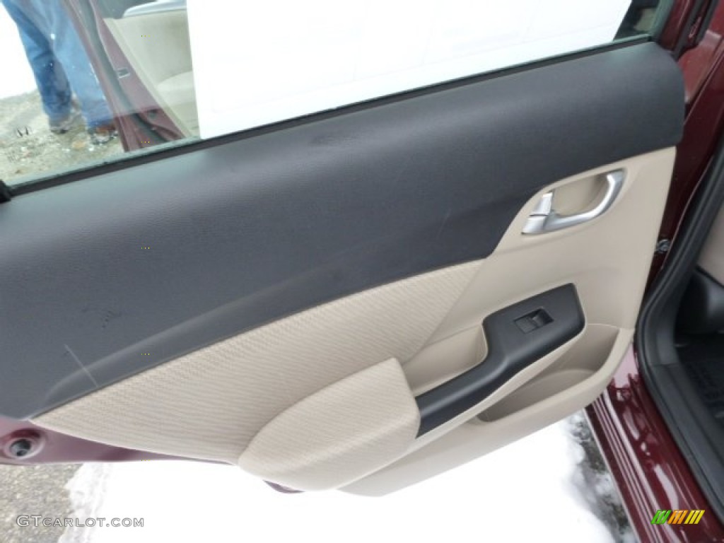 2013 Civic EX Sedan - Crimson Red Pearl / Beige photo #14