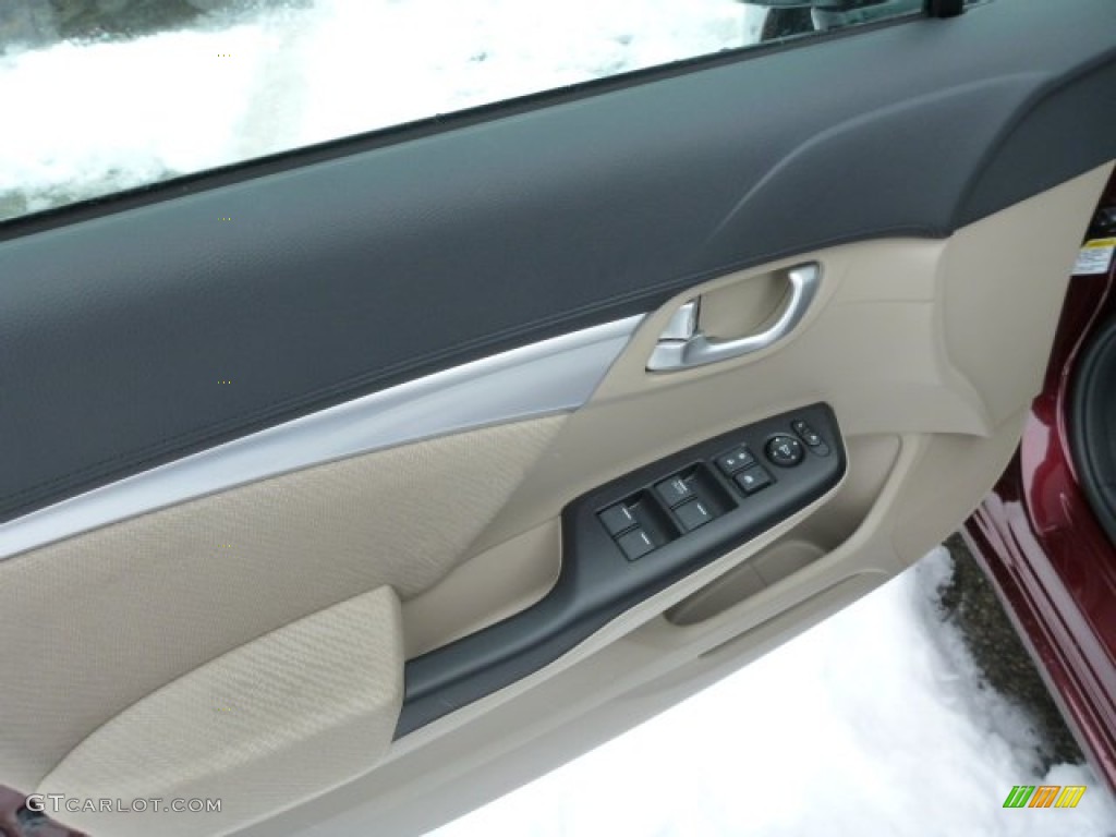 2013 Civic EX Sedan - Crimson Red Pearl / Beige photo #15