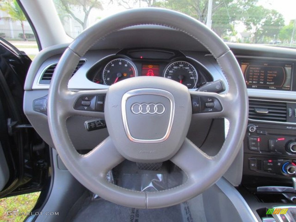 2009 Audi A4 2.0T Premium quattro Sedan Light Grey Steering Wheel Photo #76848207